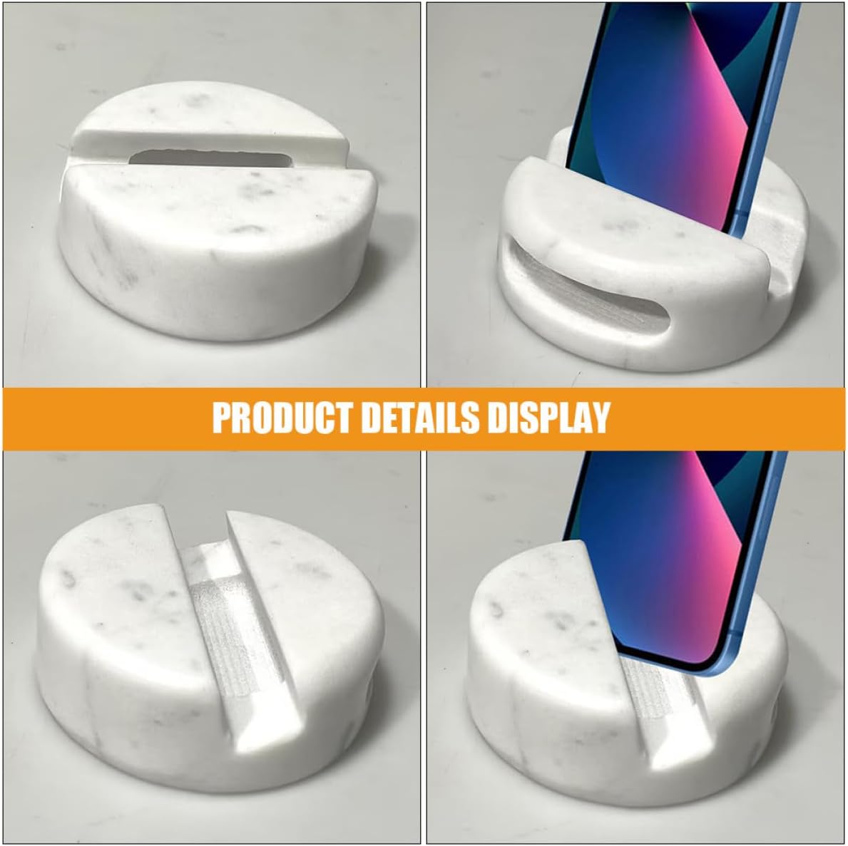 Marble Phone Stand with Base 8x3cm, Desk Cell Phone Holder Bracket for Smartphones and Tablets, Decorative Desktop Accessory for Office and Home Use image 4