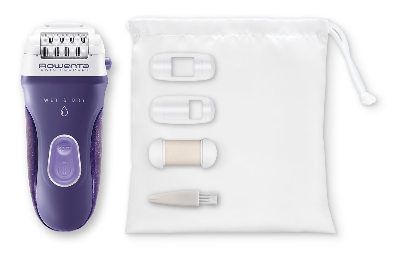 Rowenta EP8050 Skin Respect elektryczny depilator dla kobiet Wet&Dry, z 5 akcesoriami i technologią, która szanuje skórę, z 5 akcesoriami