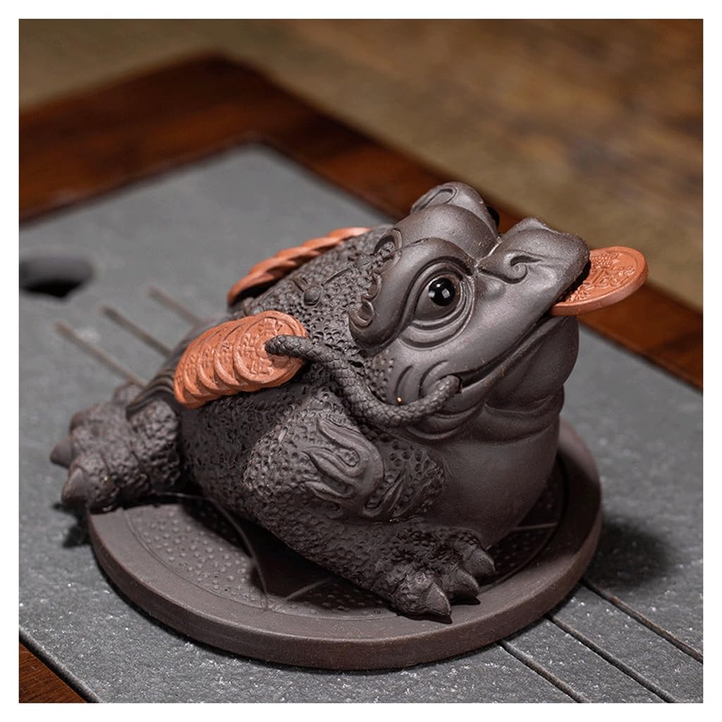 ENGENDER Kung Fu Tea Pet Chinese Toad Tea Pet, Purple Sand Boutique, Toy Small Ornaments, Home Decoration(B)
