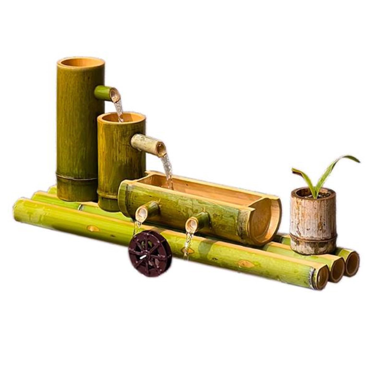 asdchZen Outdoor Bamboo Fountain Decoration, Zen Garden Fountain Waterfall, Japanese Water Landscape Decoration For Garden Pond Terrace Balcony,55cm