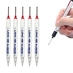 5PCS Long Head Deep Hole Marker Pens 20mm Deep Reach Markers Waterproof Construction Markers Marking Tool Long Nose