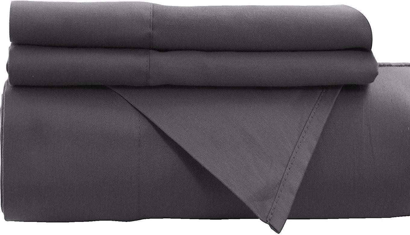 Empire Home Gray Flat Sheet Persian 1800 Collection Top Sheet Wrinkle Free New (Twin)