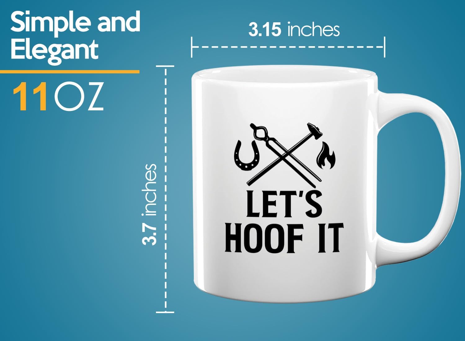 Farrier Coffee Mug 11oz White -Lets Hoof It - Horseshoer Equestrian Farriery Horseman Veterinarian Gift