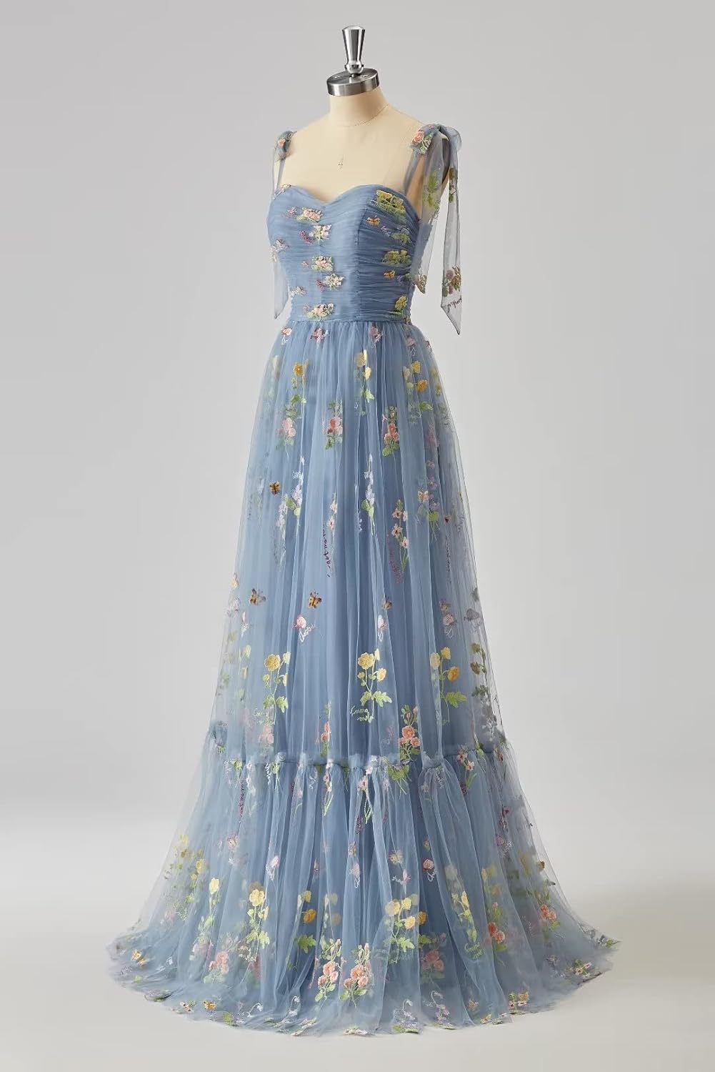 UZN Women's Puffy Sleeve Tulle Prom Dresses Tea Length Pink Flower Lace Formal Evening Gowns