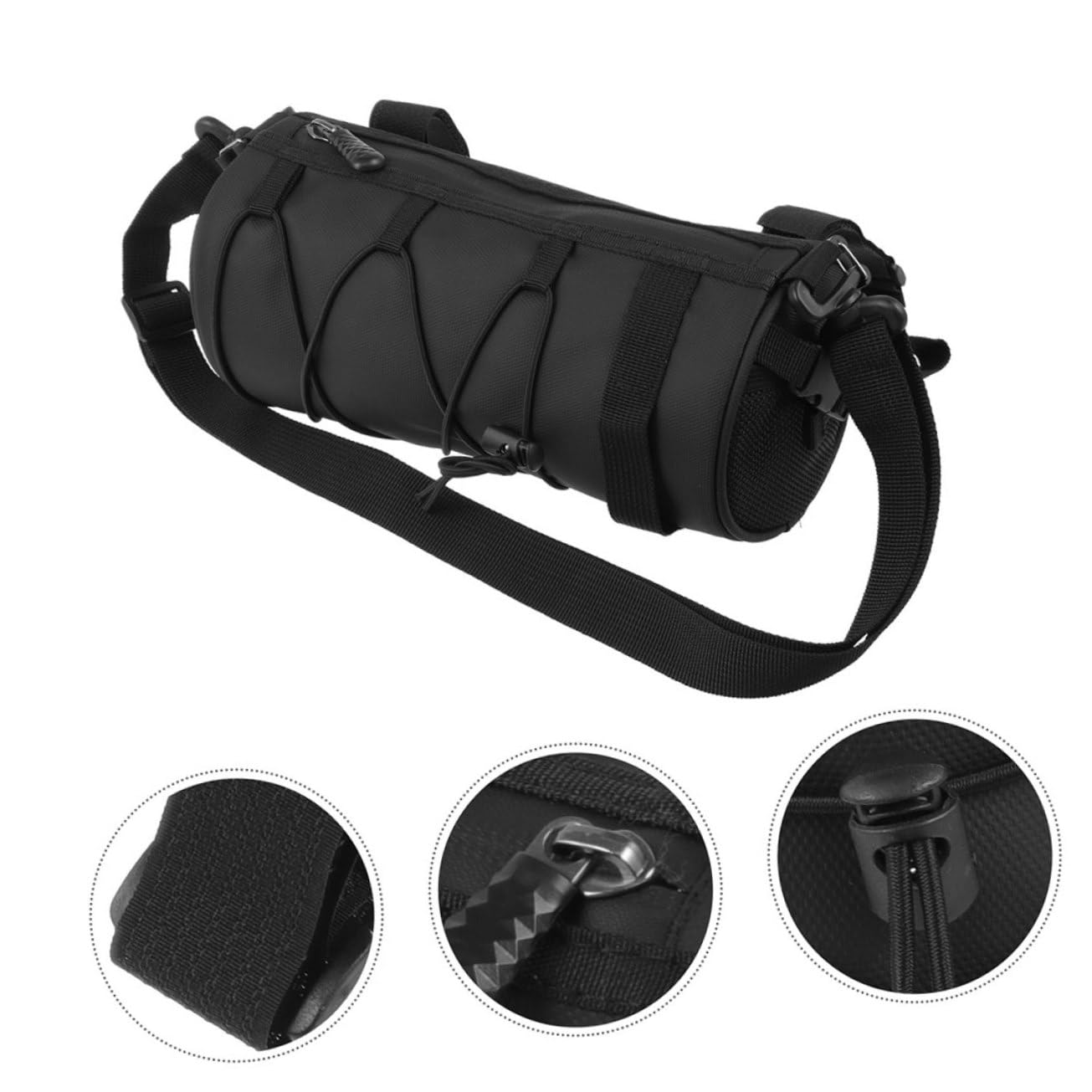Borsa da Manubrio per Bicicletta 2 Pezzi 2, 5 in Nylon Nero | Cuciture Riflettenti, Design Multifunzione, Installazione Semplice, per Uscite Notturne e Attività All'aperto