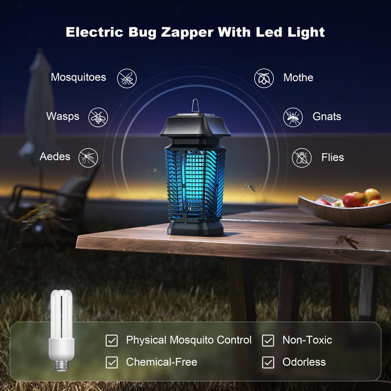 Lampe Anti Moustique, 20W UV Piege a Mouche Puissante, IPX4 Wasserdicht, Protection Contre Les Moucherons, Mosquito et Insectes pour Intérieur et Extérieur