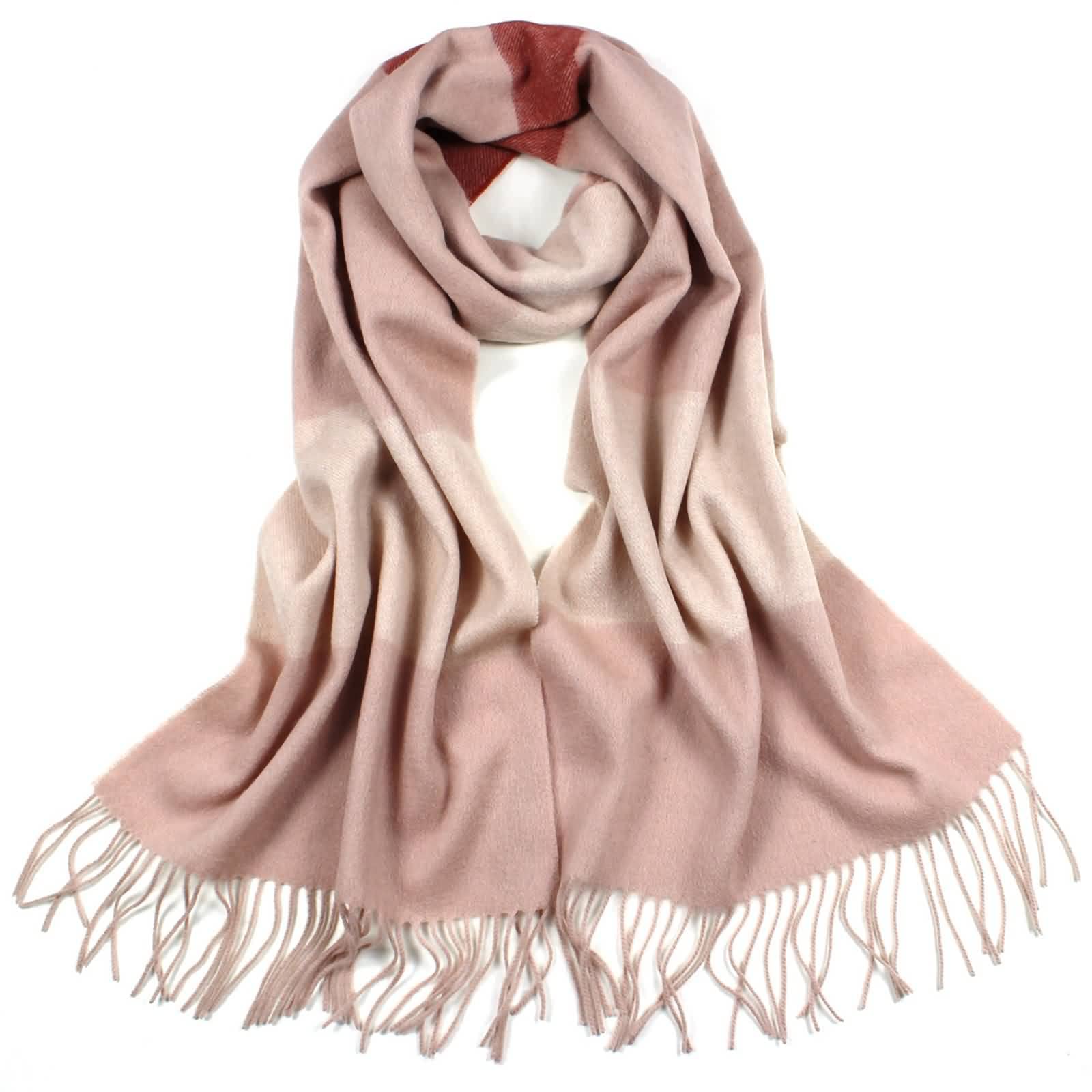 Bufanda de lana para mujer, bufanda de moda a rayas borla cálido invierno ropa accesorios regalo, marrón