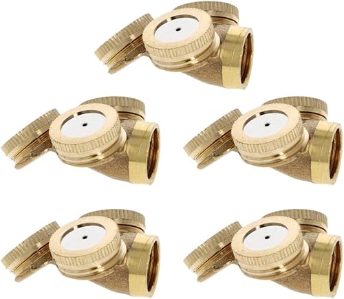Miniatura 1 de MroMax Boquilla de pulverización de nebulización, 14BSPF latón 3 agujeros rociadores de jardín conector de riego montaje 5 piezas