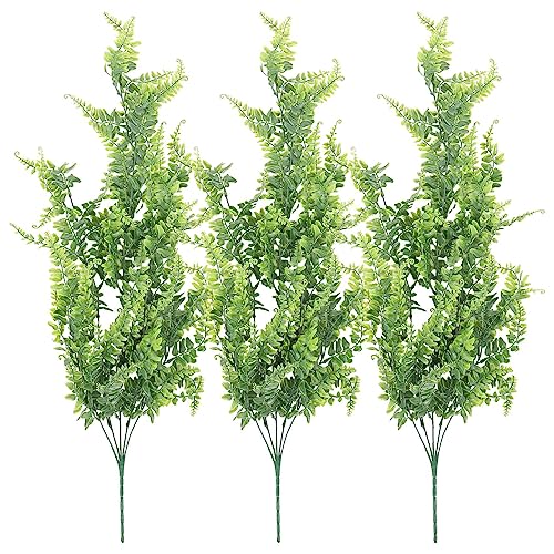 Okeeyseda 3 Piezas de Helechos Artificiales para Colgar,Plantas de Vid, Falsa,Helecho de Boston, Planta Colgante, Plantas de PláStico Resistentes una los Rayos UV Al Aire Libre (Verde)