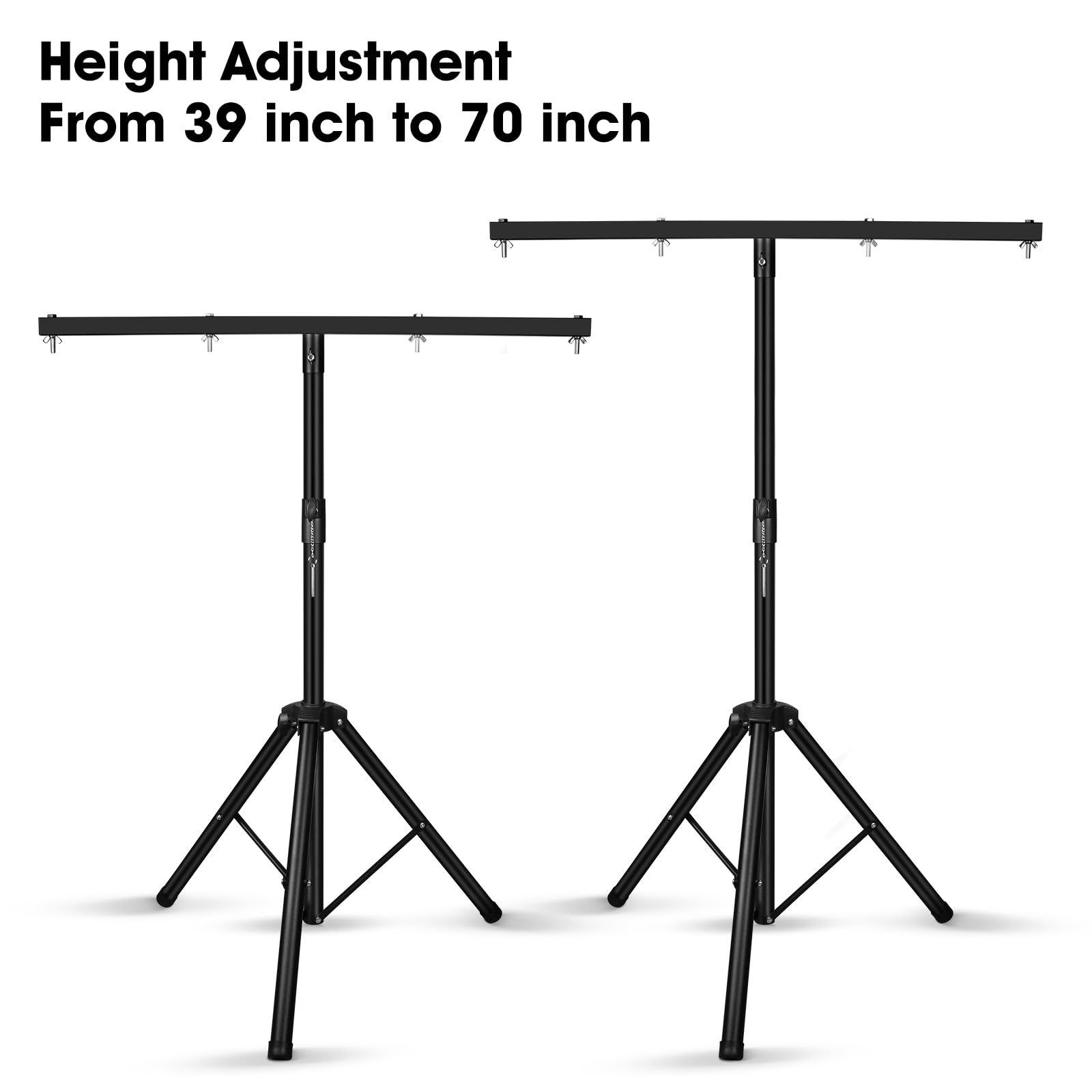 Supporto per DJ luci da palco con barra trasversale, supporti per luce discoteca da 39-70'’ con 4 posizioni, treppiede per illuminazione da palco per feste in chiesa, concerti, matrimoni di Natale