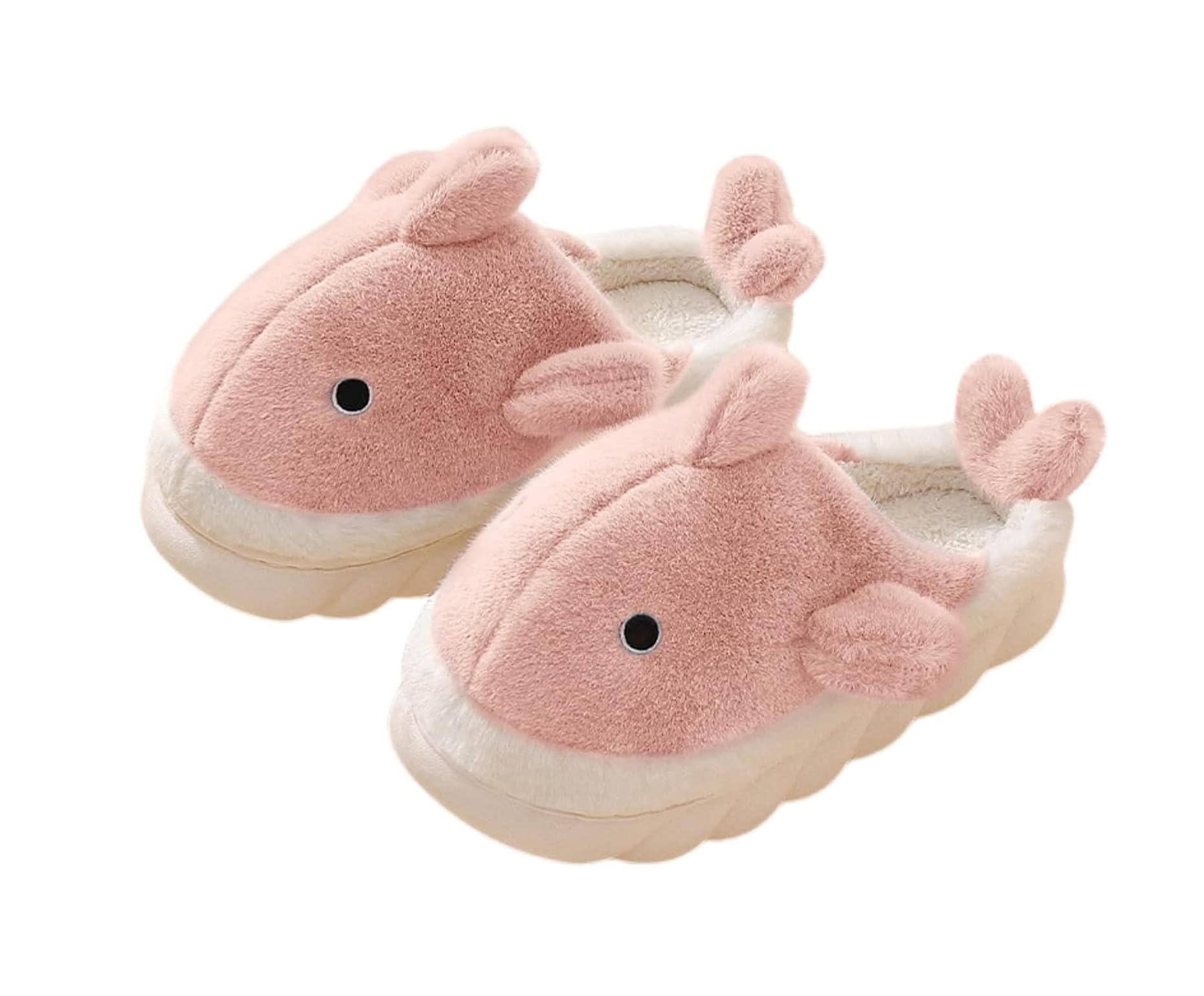 Zuwxeu Plush Home Slippers for Men and Women, Cartoon Shark Animal Cotton Slippers, Winter Indoor Warm Soft and Comfortable Thick-soled Shoes