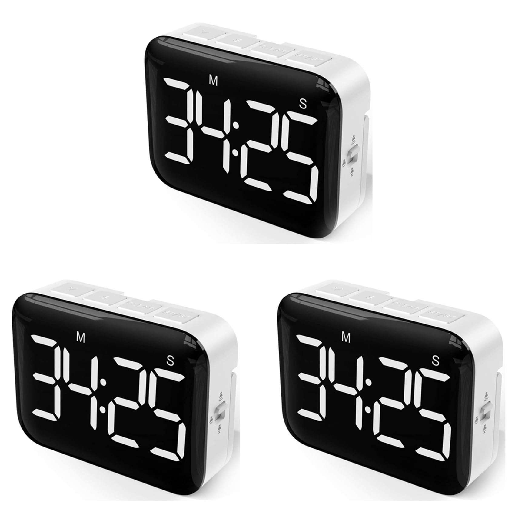 Hndhbfgrt 3X Digital Kitchen Timer - Magnetic Countdown Count Up Timer with Large LED Display Loud Volume for Cooking and for Kids