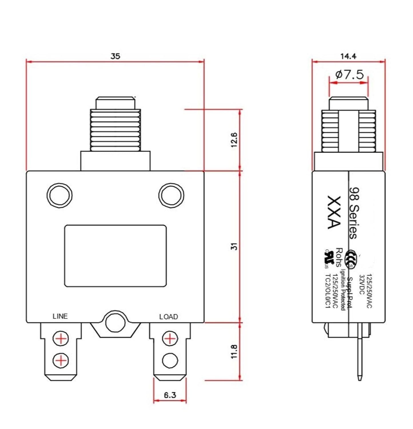 1PC 98 series 50A manual reset pump electronic starter thermal pro