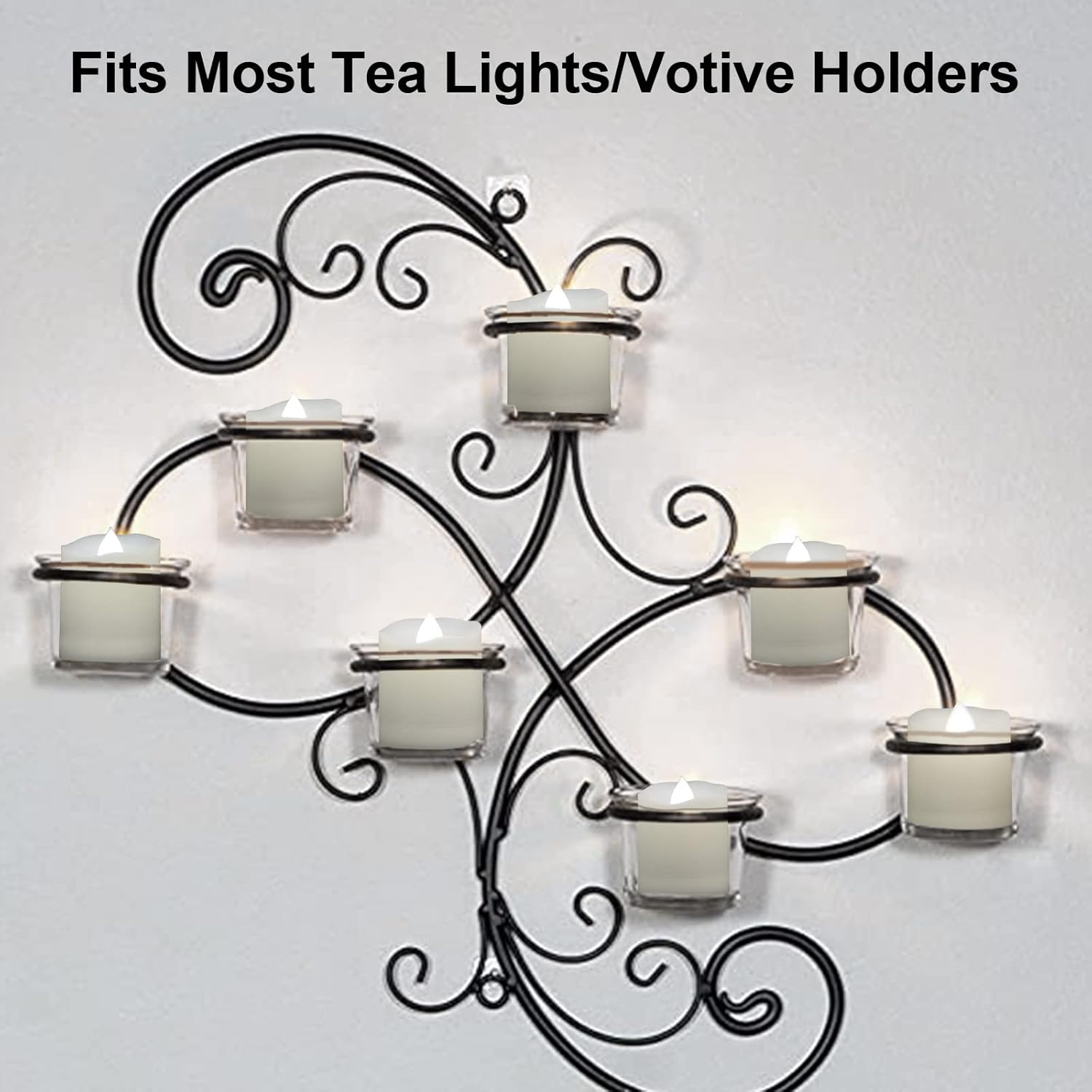 Flameless LED Tea Lights with Timer - Battery Operated, Flickering Fake Tealight Candles, Unscented Outdoor White Flame, Set of 6, 1.8"