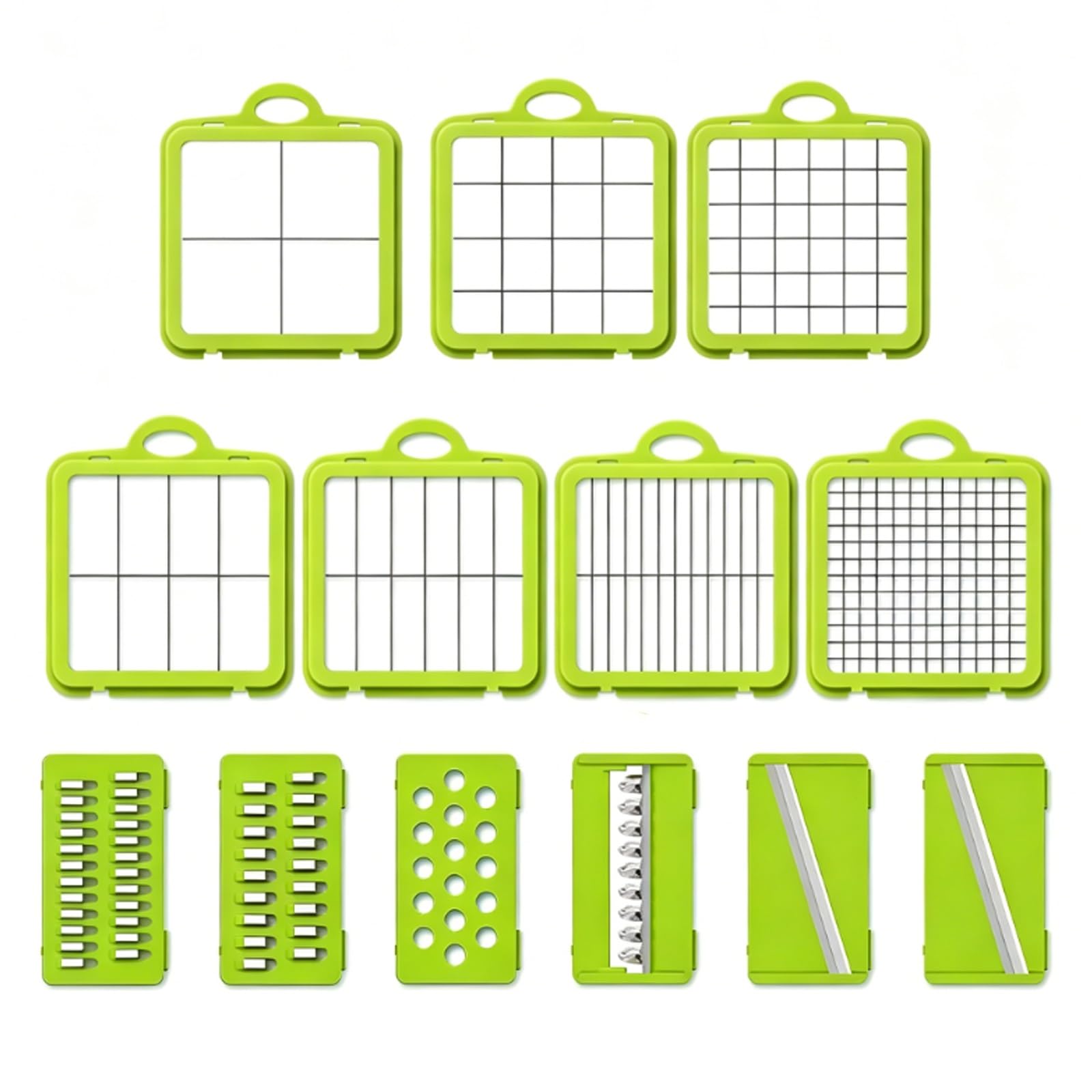 Cortador de Verdura Manual, Mandolina de Cocina Multifuncional con 14 Cuchillas Acero Inoxidable, Material Resistente, Cortador Verduras para Ensaladas, Utensilios Cocina