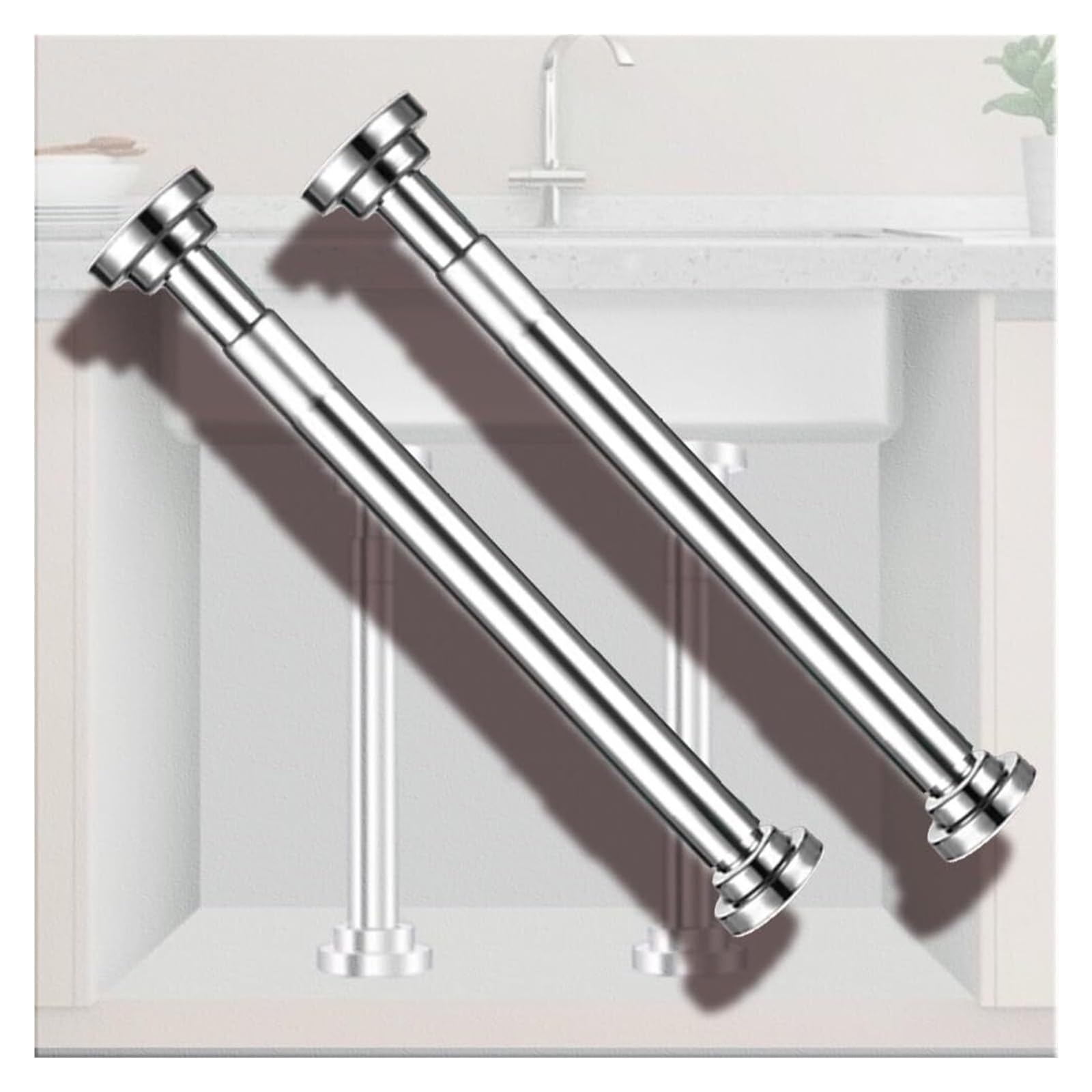 Sink Support Legs, Telescopic Sink Support Legs Stainless SteelUndermount Brackets Bathroom Basin Poles(2*Height 59 95cm(23.2" 37.4"))