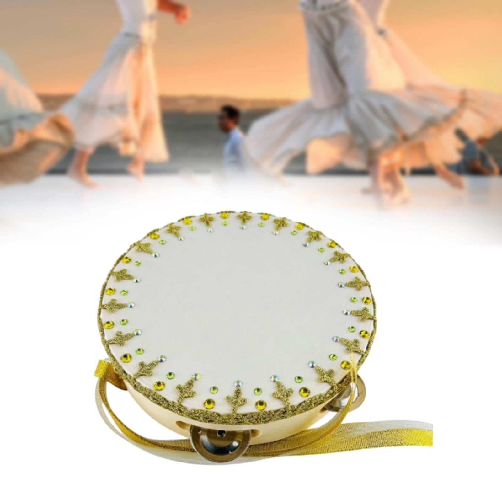 Pandereta de Ballet, Instrumento de Percusión Manual, Accesorio de Danza, Hecho a Mano, Ligero, en La Madera, Apto para Competiciones, 7 Inch