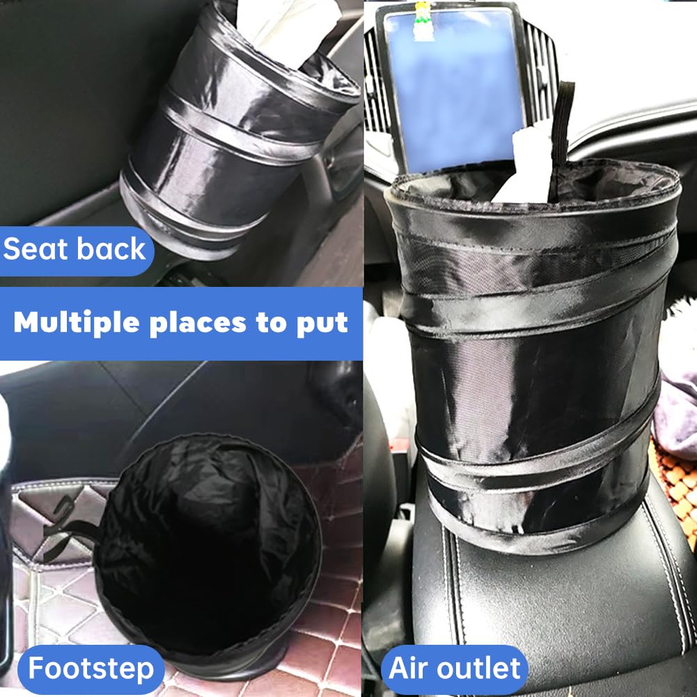 2 Pcs Collapsible Car Trash Can,Mini Portable Pop-up Car Garbage Can with Hook and Loop for Back Seat Front Seat for Cars Home and Office