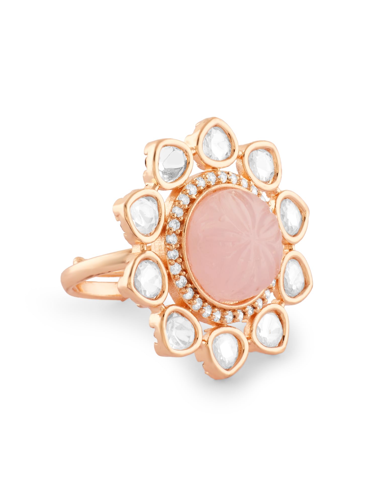 ZAVERI PEARLS Pink Stone & Dazzling Cubic Zirconia Embellished Flower Brass Adjustable Ring For Women-ZPFK17271 (B0CTF6YM7N) Amazon Price History, Amazon Price Tracker
