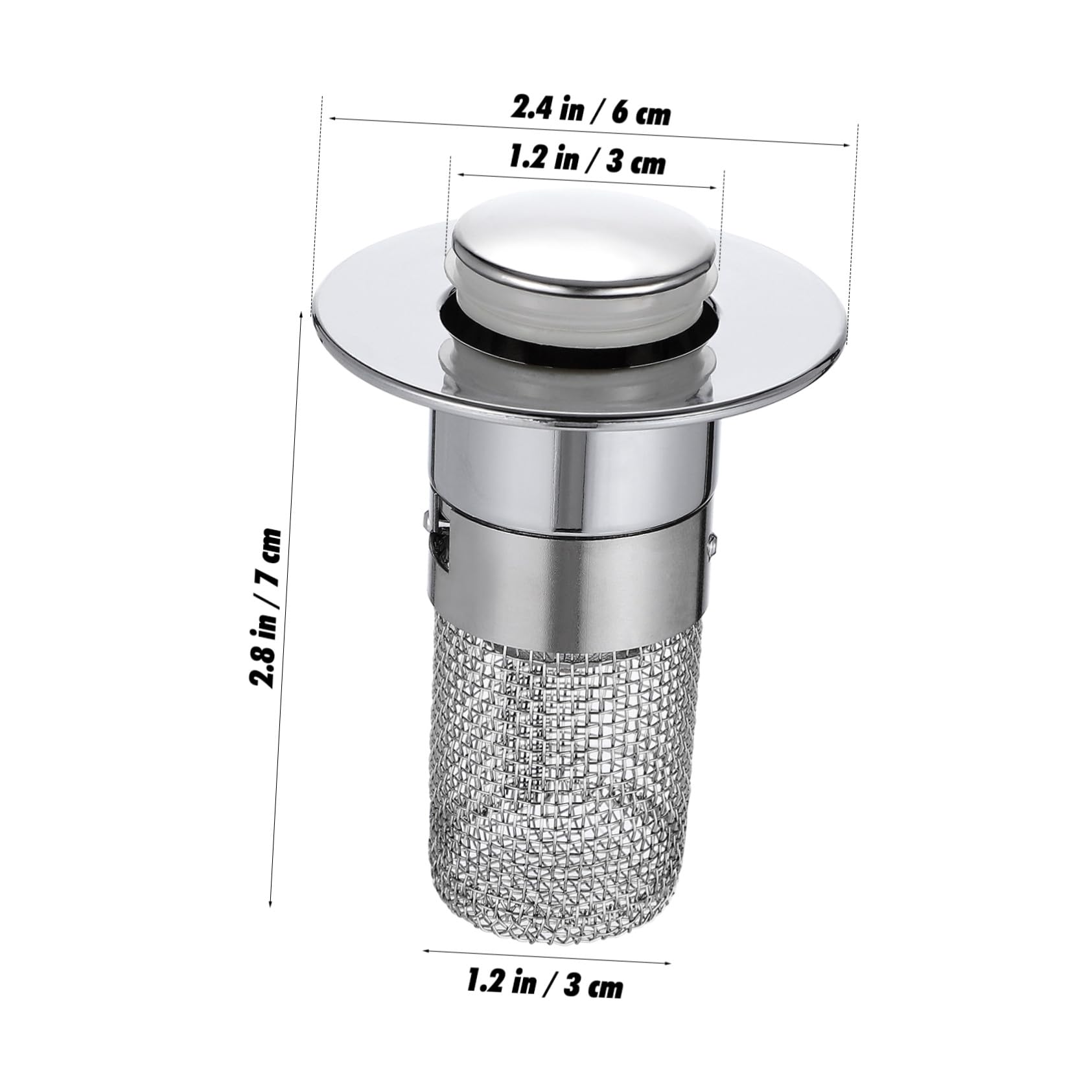 Tapón de Drenaje Tipo Empuje para Lavabo con Filtro Antidesbordamiento y Núcleo Rebote Resistente Abs y Acero Inoxidable Repuesto Fácil Instalar para Baño y Cocina