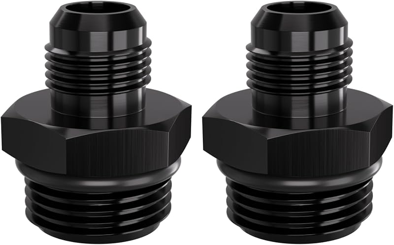 Adaptador de conexão APIELE 12AN ORB para 8AN em alumínio preto – 2 unidades