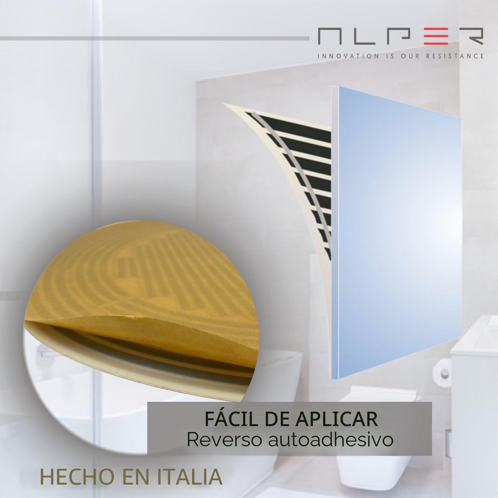 ALPER StopVapor Lamina antivaho espejo baño adhesivo redondo 50cm Placa Resistencia antivaho Calefactor espejo 40W 230V
