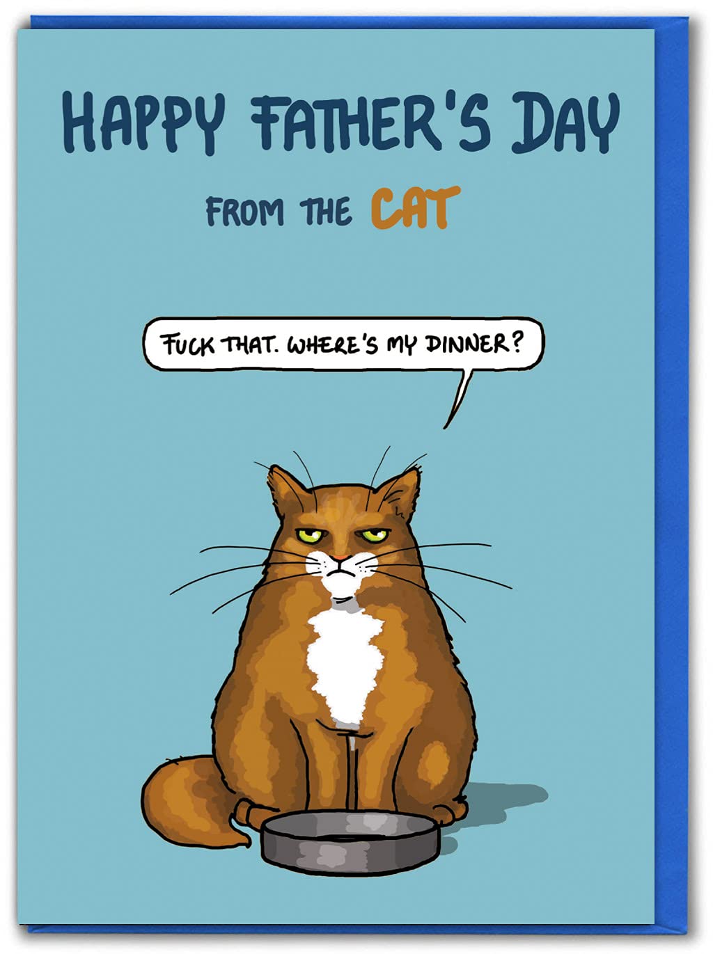 IMOOY Brainbox Candy - Lustige Vatertagskarte – „Happy Father's Day From The Cat“ – lustige freche Witzkarte für Papa – perfekt zum Vatertag oder als Geschenk