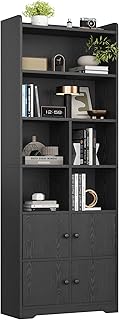 12 Living Room Cabinet Ideas for Storage and Style 21 IRONCK Bookshelf with Doors, Book Shelf with Storage Shelves, 74.6 in Ta...