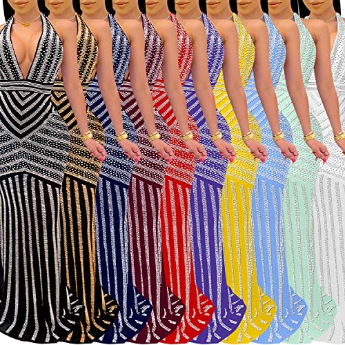 Image of PORRCEY Women's Sexy Rhinestone Mesh See Through Party Night Prom Dress