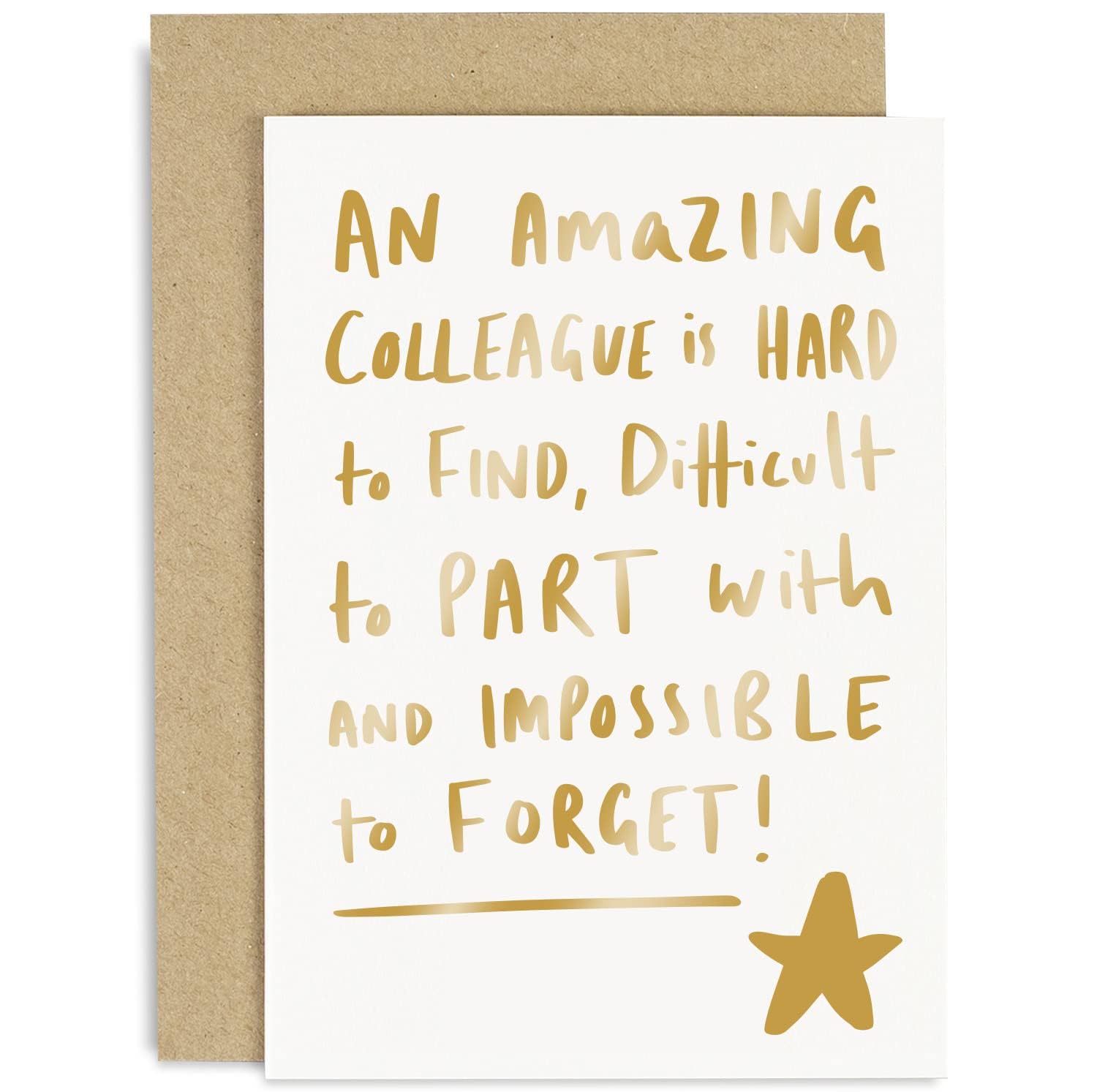 Old English Co. Cute Leaving Card for Colleague - 'Amazing Colleague Hard To Find' Heartfelt Retirement Card - Farewell Goodluck New Job Card for Staff Team Co-Worker | Blank Inside with Envelope