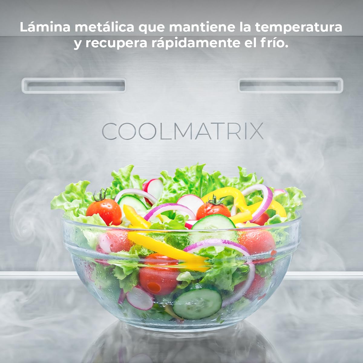 Cecotec Frigorífico Bolero CoolMarket Combi 377 Inox A. 377 Litros, Altura 200 cm, Ancho 59,5 cm, Clase A de Eficiencia, Sistema CoolMatrix, Dos Cajones con Control de Humedad, Congelación Rápida
