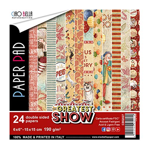 CIAO BELLA PAPER SHOW 6X6 24/PK, El mejor espectáculo, 12 diseños/2 cada uno, talla única