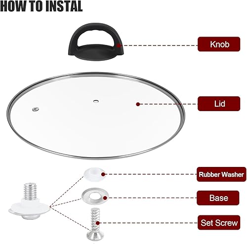 Miniatura 3 de Tapa de vidrio templado de 10 pulgadas con mango resistente al calor, cubierta de tapa de sartén de vidrio para sartén, sartén, hierro fundido,