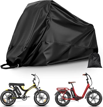 ADDMOTOR Adult Tricycle Cover Electric Trike Covers, Bike Covers waterproof Storage Outdoor for 2 bikes, 210D Heavy Duty Dust Wind Proof Bicycle Cover (black)