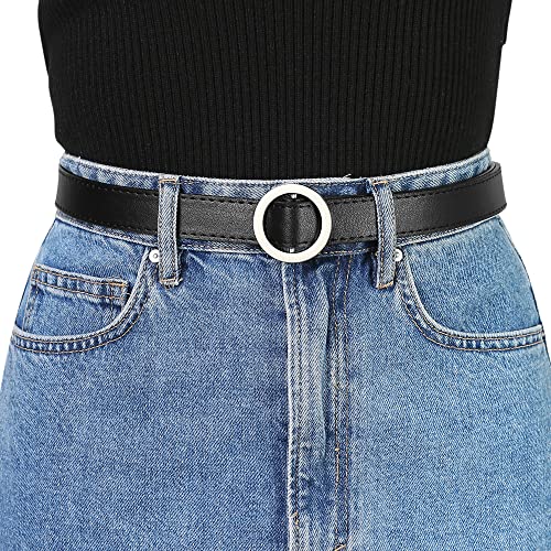 Allegra K Women's Belts O Ring Metal Buckle Plus Size Thin Nonporous Waist Belt for Jeans Dress 0.9 Inches Width4