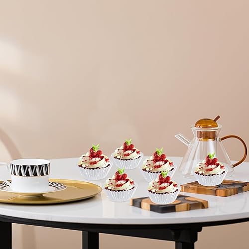 Miniatura 7 de 100 piezas de papel de aluminio para magdalenas, tazas de hornear plateadas gruesas para magdalenas, mini pasteles, aperitivos de fiesta