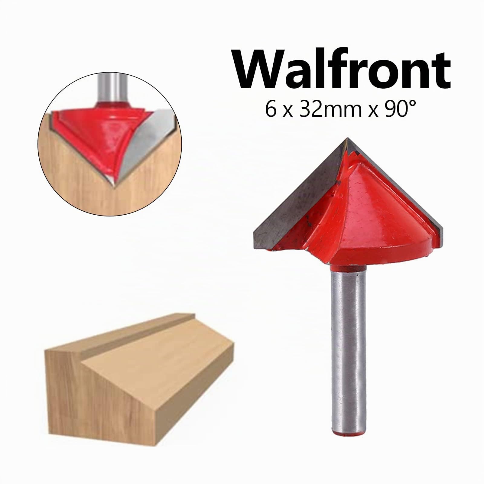 Router Tungsteno Acciaio, CNC Sharp V Groove Bit Fresa 90 Gradi per Cartongesso Legno 6 mm Codolo 32 mm Diametro 3 Dimensionale Sign Making Incisione Bit, Rosso Fresa per Cartongesso 90 Gradi