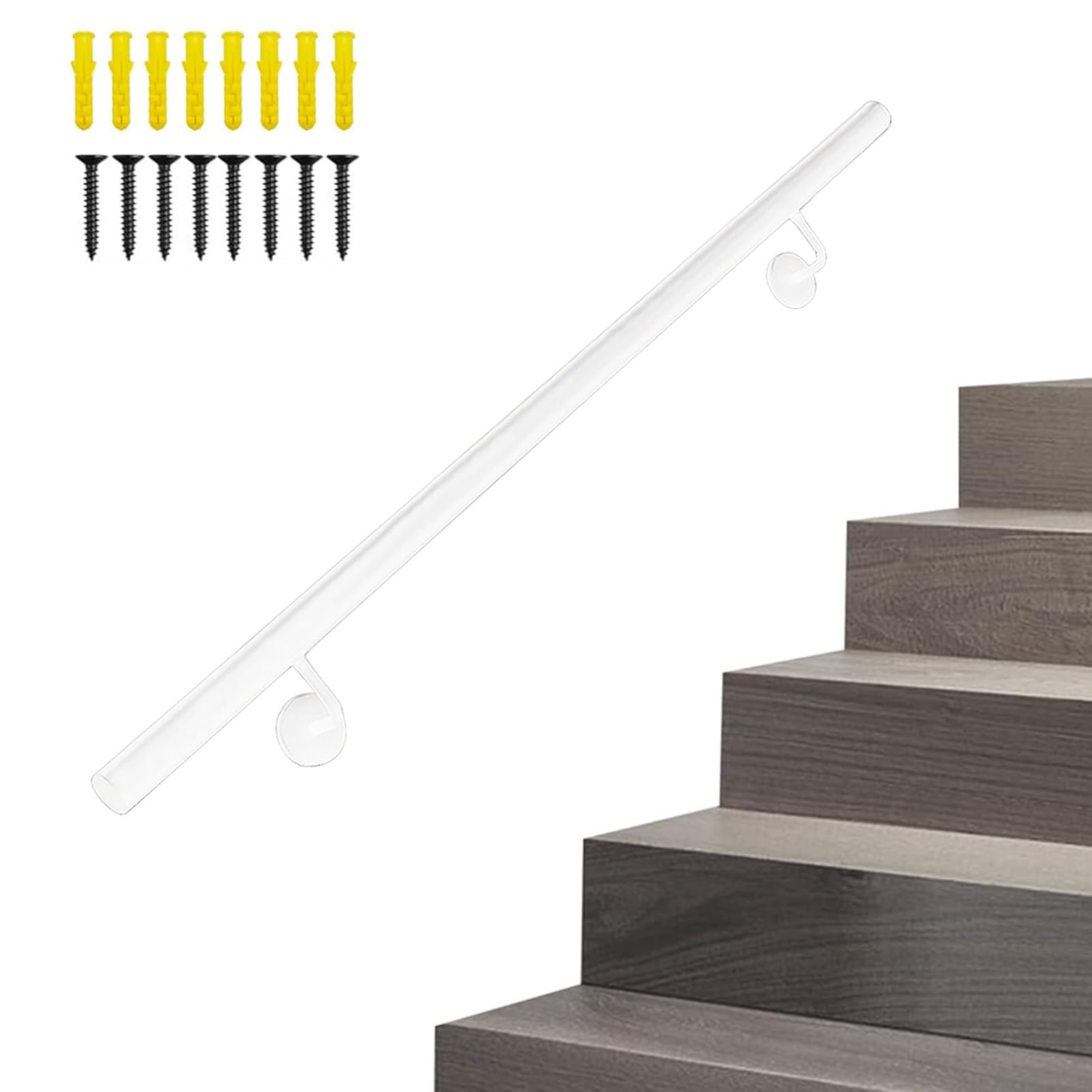 Fkxsxaz White Wall Mount Stair Banister Railing For Indoor And Outdoor, Metal Galvanized Iron Staircase Handrail Non-Slip Grab Bar Home Lofts Corridor(13Ft/390Cm)