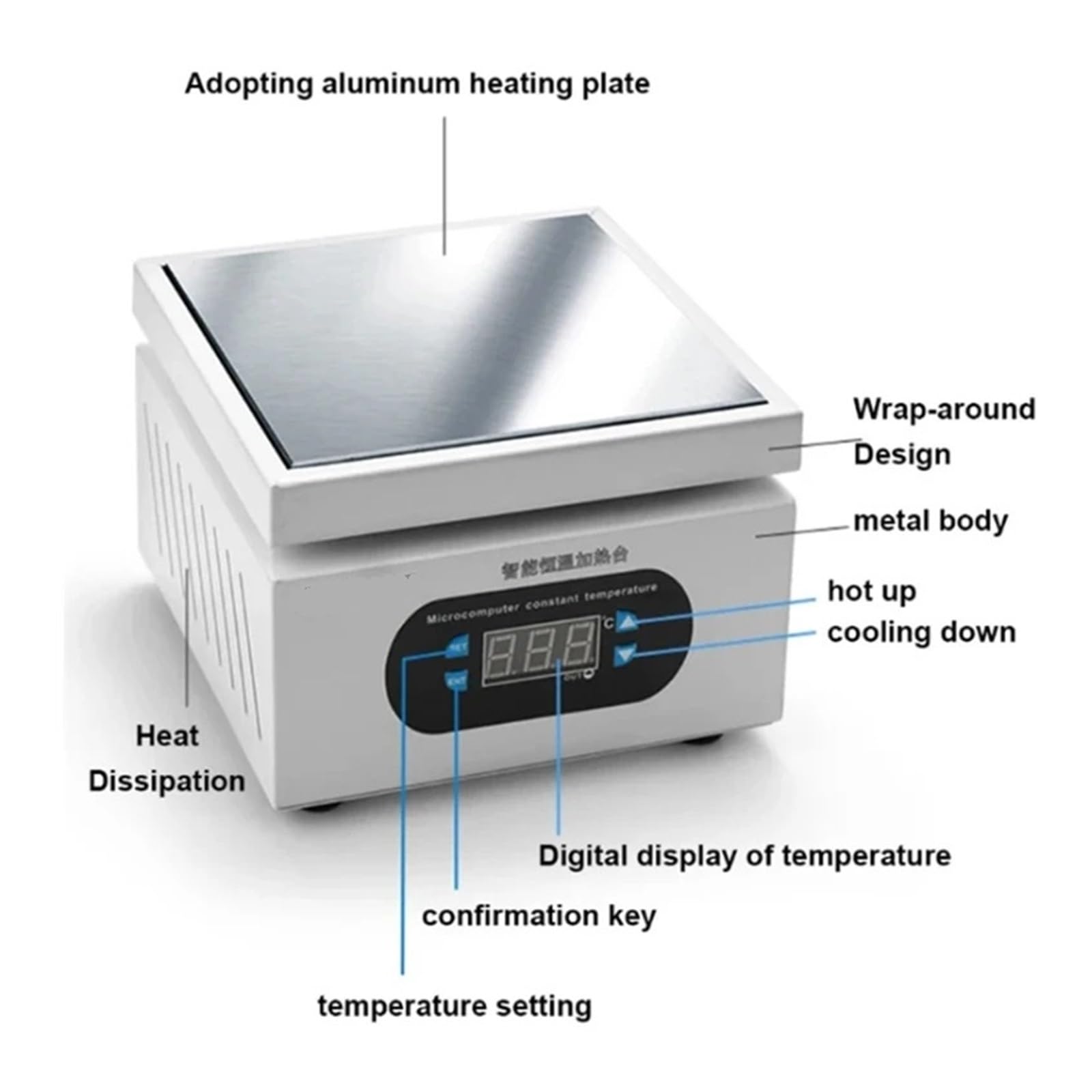 Agitatore Magnetico, 300 * 400mm Stazione di Riscaldamento Elettronica Piastra Calda Tavolo Piattaforma Preriscaldamento 0~400 ℃ for BGA PCB SMD LCD del telefono Touch Screen Riparazione