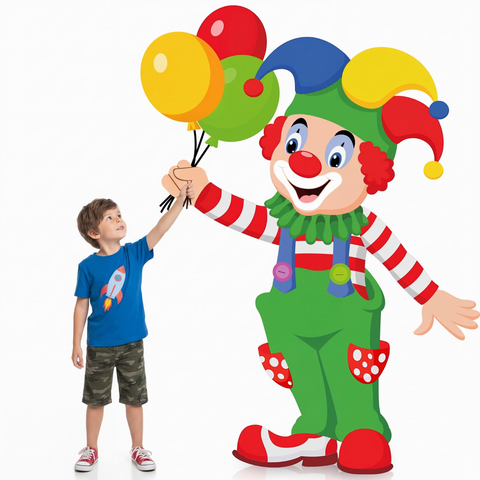 Qunclay 4ft Circus Clown Cardboard Cutout Carnival Party Decoration Life Size Clown Photo Booth Prop Stand up Display Backdrop Decor for Carnival Birthday Party Supplies