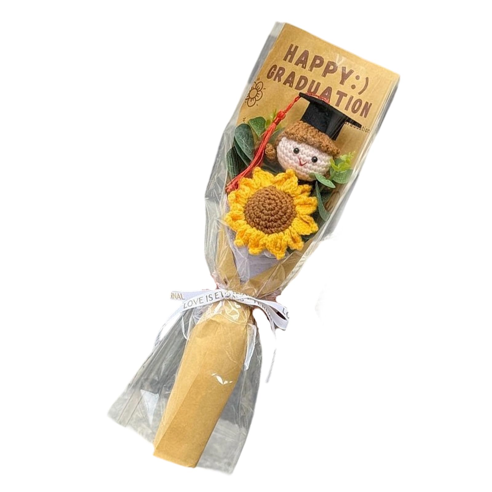Msioytog Hand Crocheted Sunflowers Bouquets Durablity Yarn Flowers for Home Decor and Graduation Gifts Home Celebration Decorations