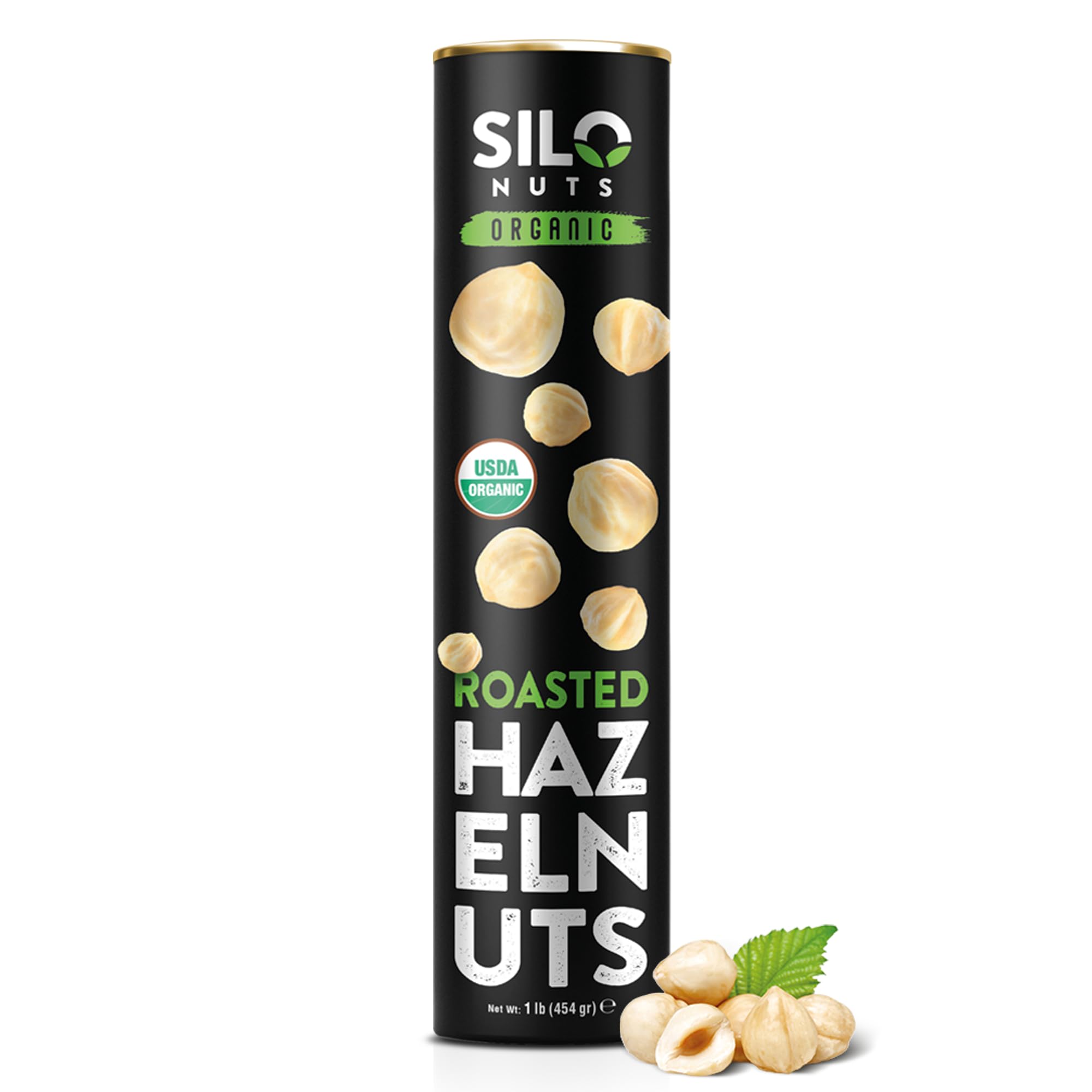 SILO Nuts - Organic Hazelnuts, Turkish Origin, All Natural with Skin, Roasted Filberts, Toasted & Blanched, Perfect for Snacking and Baking, 16 Oz