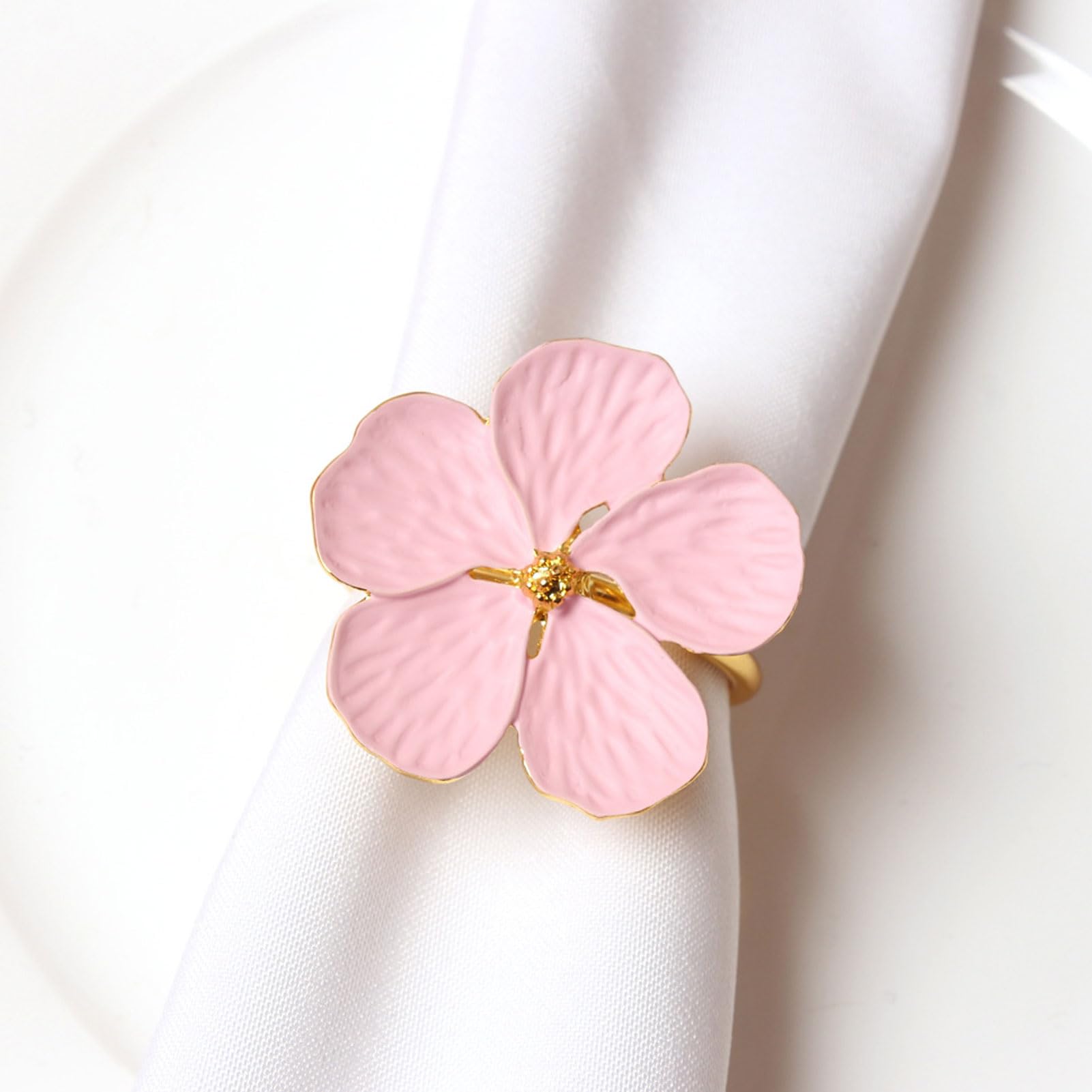 Portatovaglioli Floreali Anelli Portatovaglioli in Lega di Fiori Delicati Decorazioni per la Tavola per Feste 6 Pezzi per Cene di Nozze (Roseo)