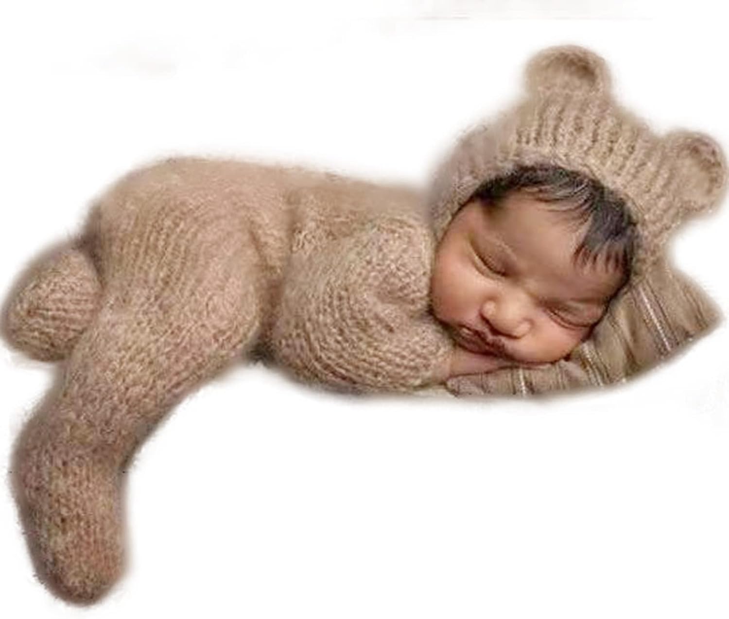 2Pcs Newborn Photography Props Boy Photo Posing Outfits Baby Photoshoots Girl Crochet Bear Hat Romper
