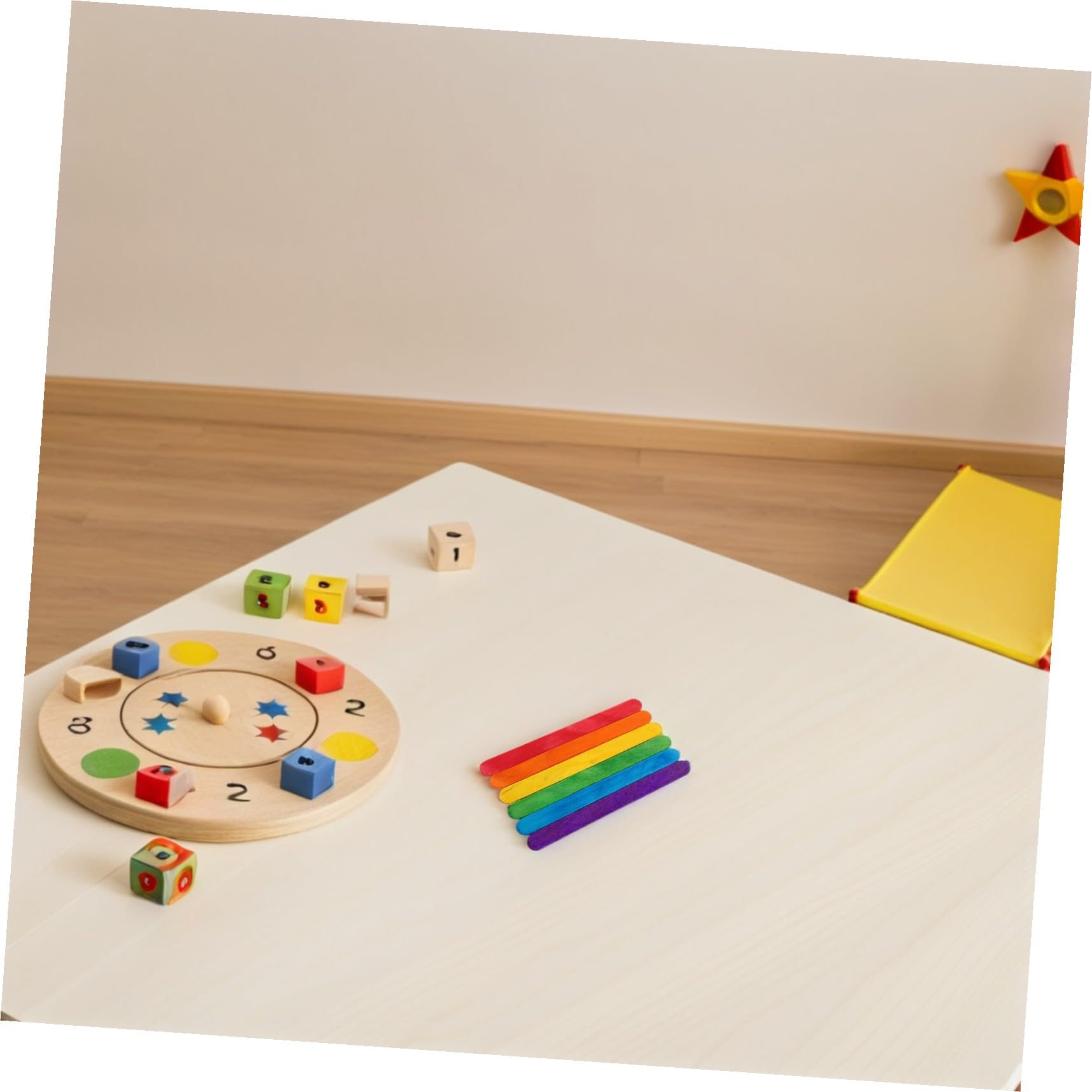 WOONEKY 500 Piezas Palitos de Madera para Manualidades y Helados Varillas de Madera Aptas para Alimentos Reutilizables Coloridos para Actividades DIY Infantiles y Escolares