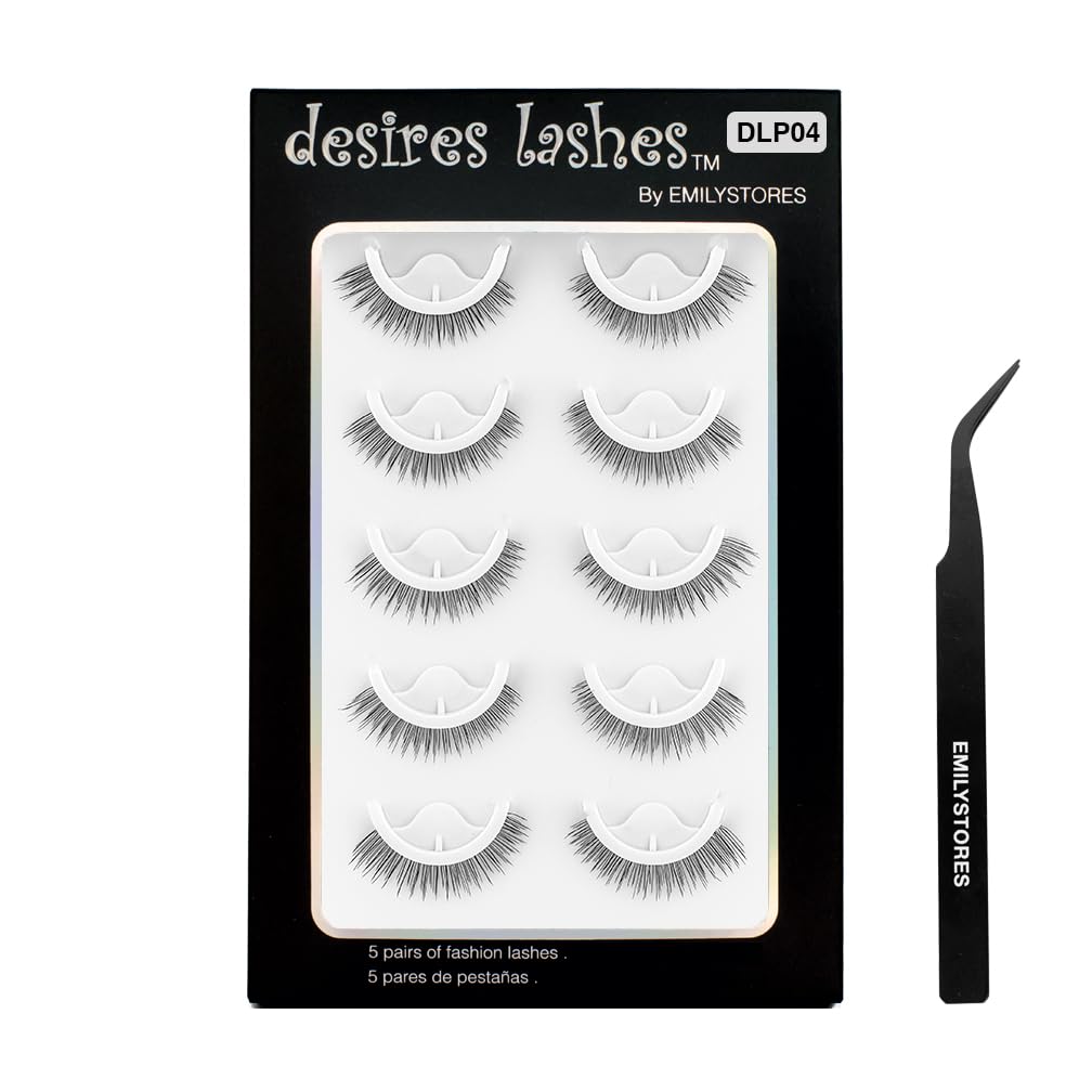 Self Adhesive Eyelashes Stick Lash Press On Pre-Glued False Eyelashes Wispy Light Texture Self Glue Lash 5 Pairs (DLP04)