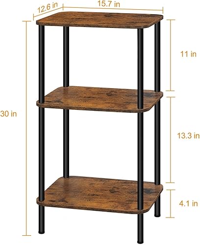 Miniatura 3 de BTY Mesa auxiliar alta de 3 niveles, mesa auxiliar alta, mesa auxiliar pequeña de 30 pulgadas de alto con estantes de almacenamiento, mesita de