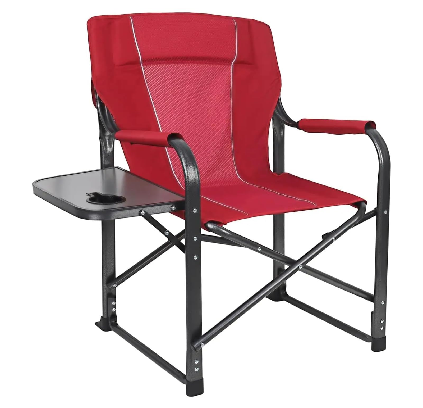 Camping Directors Chair,Folding Director Side Table for Adults Portable Camp Chairs for Outdoor with Cup Holder for Outdoor Camping, Lawn, Picnic and Fishing, Supports 400lbs(Red)