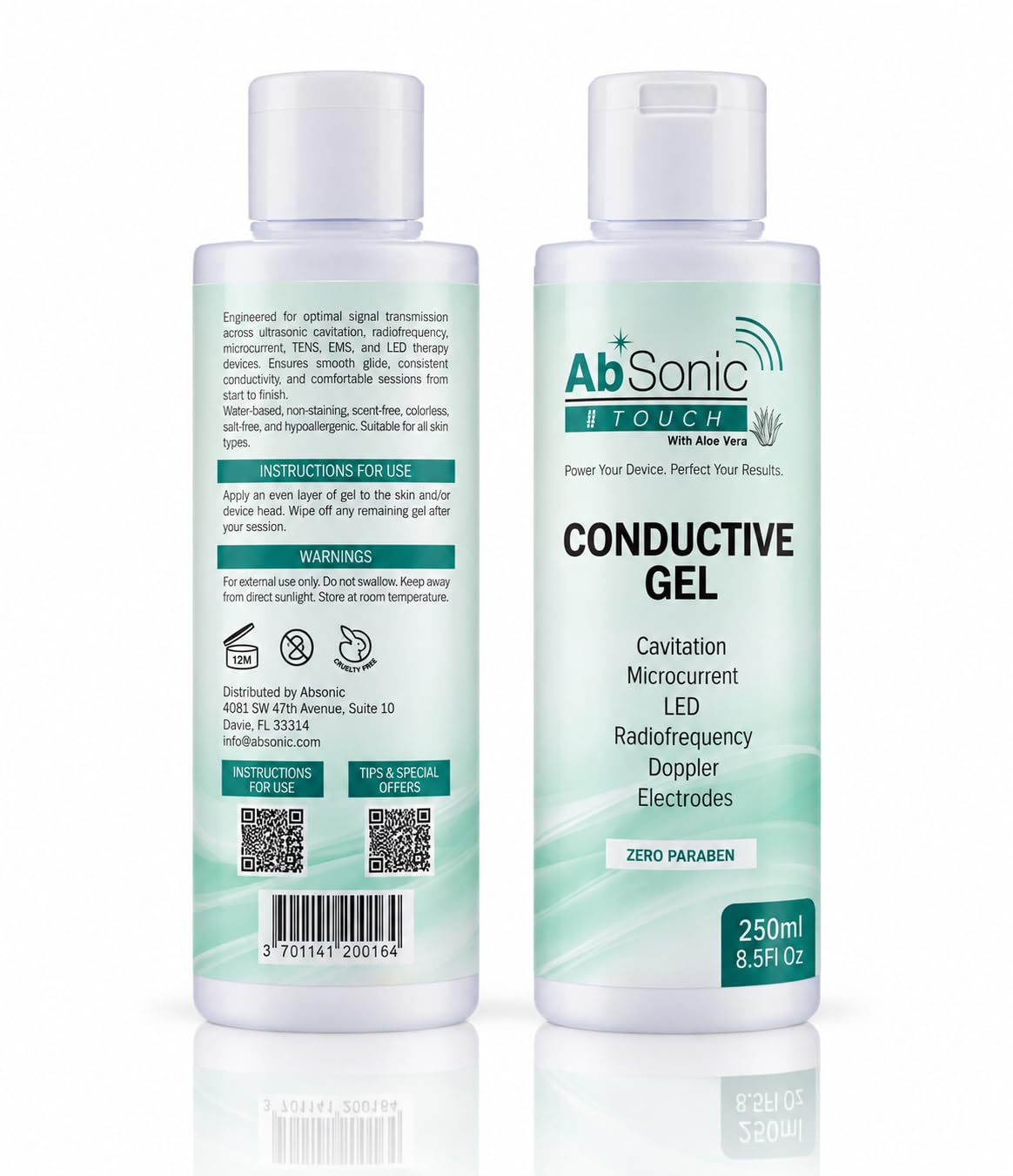 Absonic Touch Aloe Vera Conductive Gel, Cavitation &amp; Microcurrent, 2-Pack