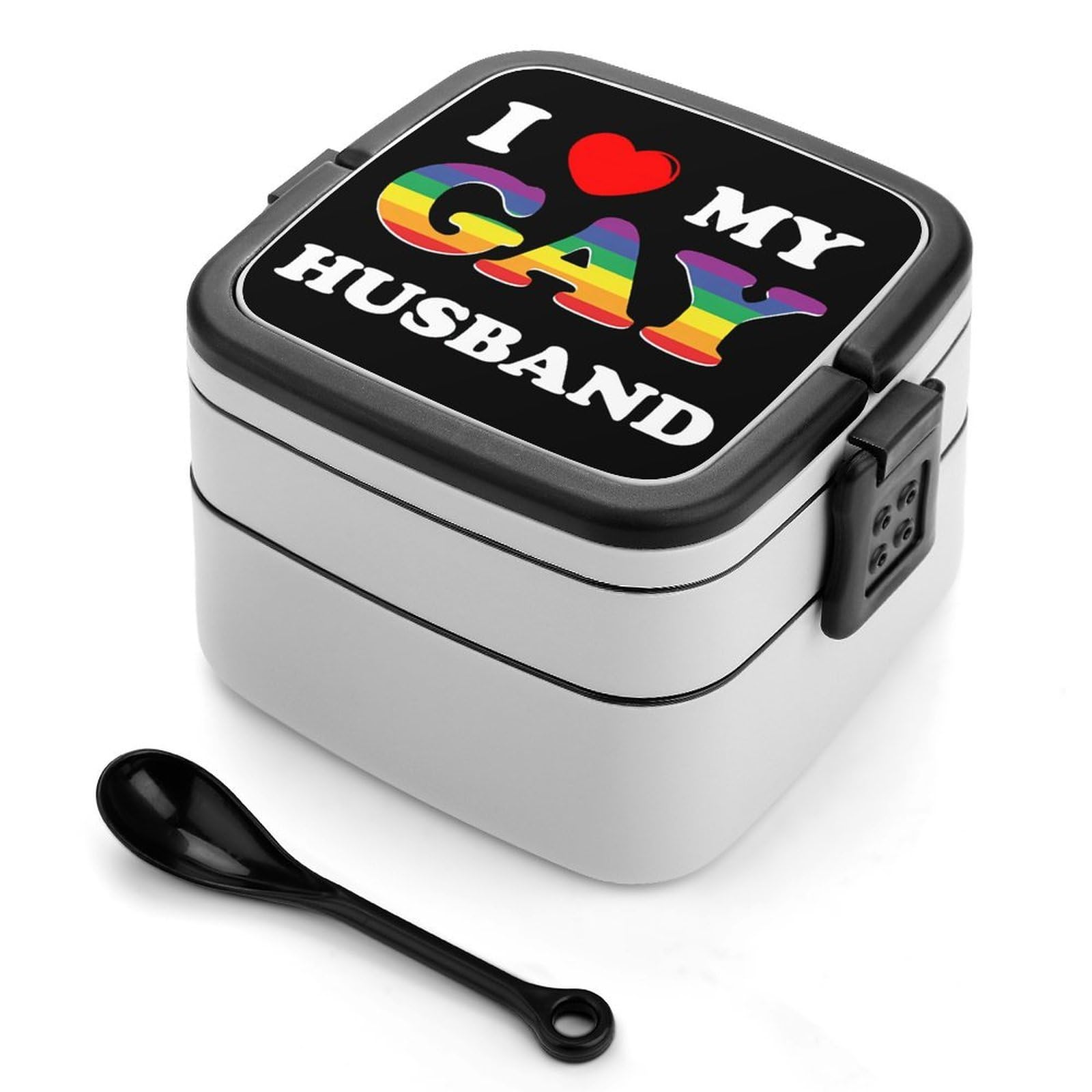 CGSBNGHA I Love My Gay Husband Bento Lunch Box 2 Layer Lunchbox Food Container for Adults Office